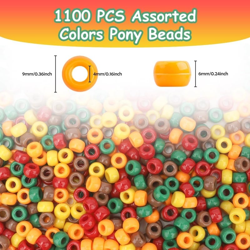 anpiwshjo Thanksgiving Pony Beads 1100 Pcs,Fall Beads,Bulk Bead for Jewelry Making,Hair Bead for Bracelet Making,Thankgiving Gifts for Mom Teacher Grandma(Fall Color) - Image 2